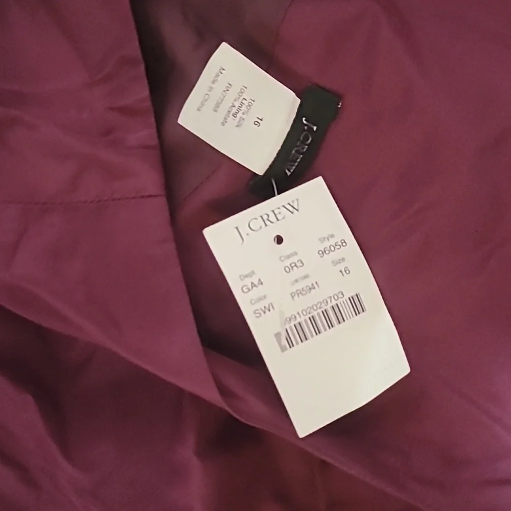 NWT J. Crew Gracie 100% Silk Taffeta Dress Burgundy Size 16 Womens - Picture 6 of 6